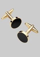 Men's Circle Onyx Cufflinks, Gold/Black, One Size