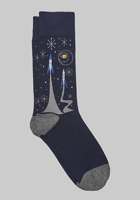 Men's Spaceship Socks, Xavier Navy, Mid Calf