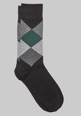 Men's Argyle Socks - King Size, Black, Mid Calf King