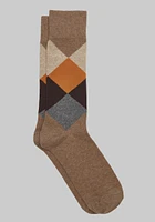 Men's Argyle Socks, Tan Heather, Mid Calf