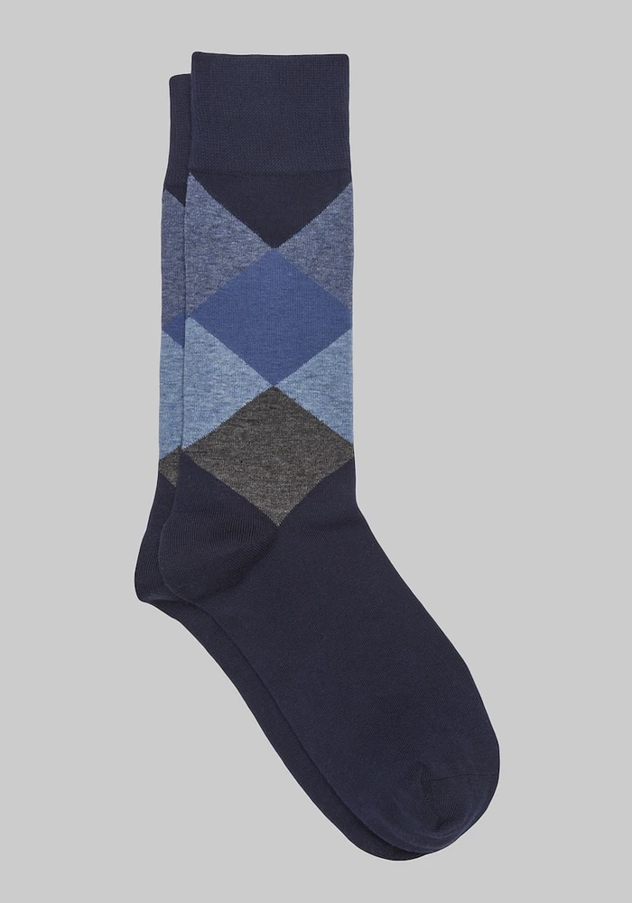 Men's Argyle Socks - King Size, Navy