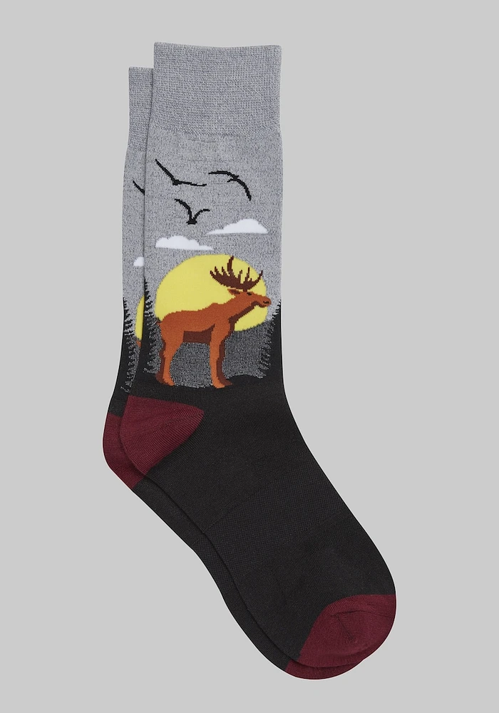 Men's Moose Performance Socks, Light Hthr Grey, Mid Calf