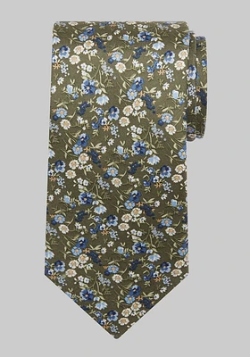 Men's Abstract Floral Tie, Green, One Size