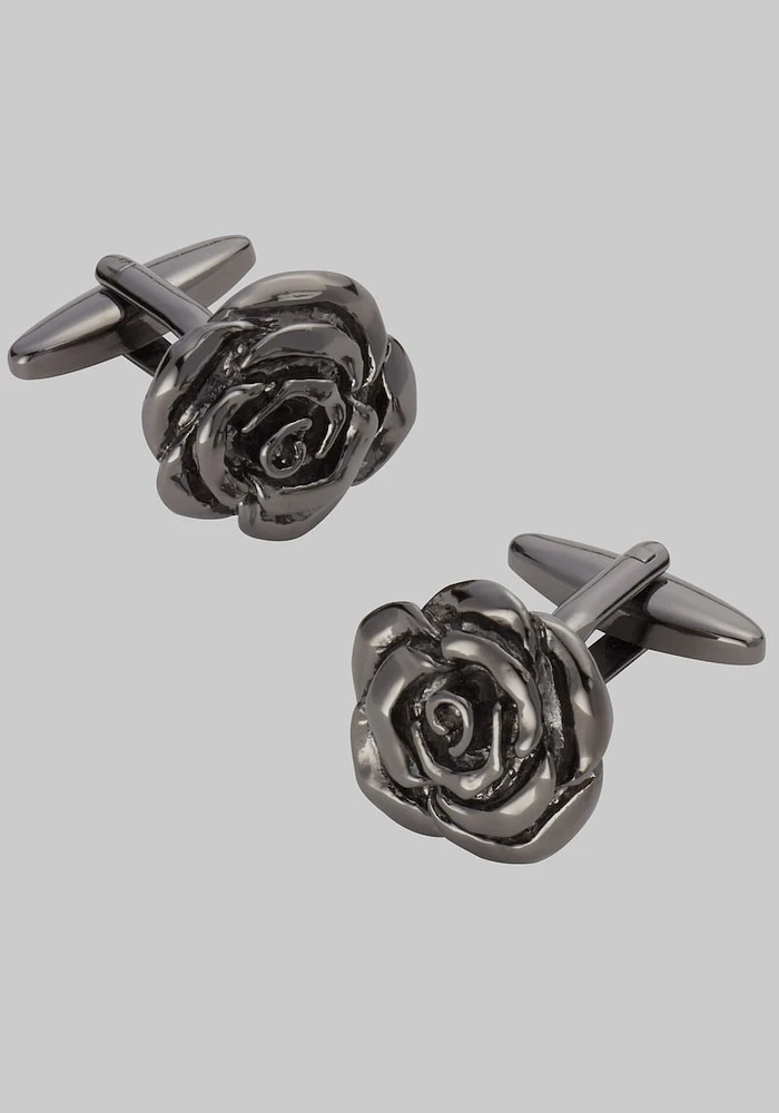 Men's Flower Cufflinks, Gunmetal Grey, One Size