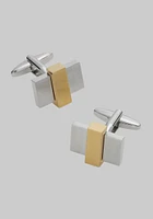 Men's Oblong Two Tone Cufflinks, Silver/Gold, One Size