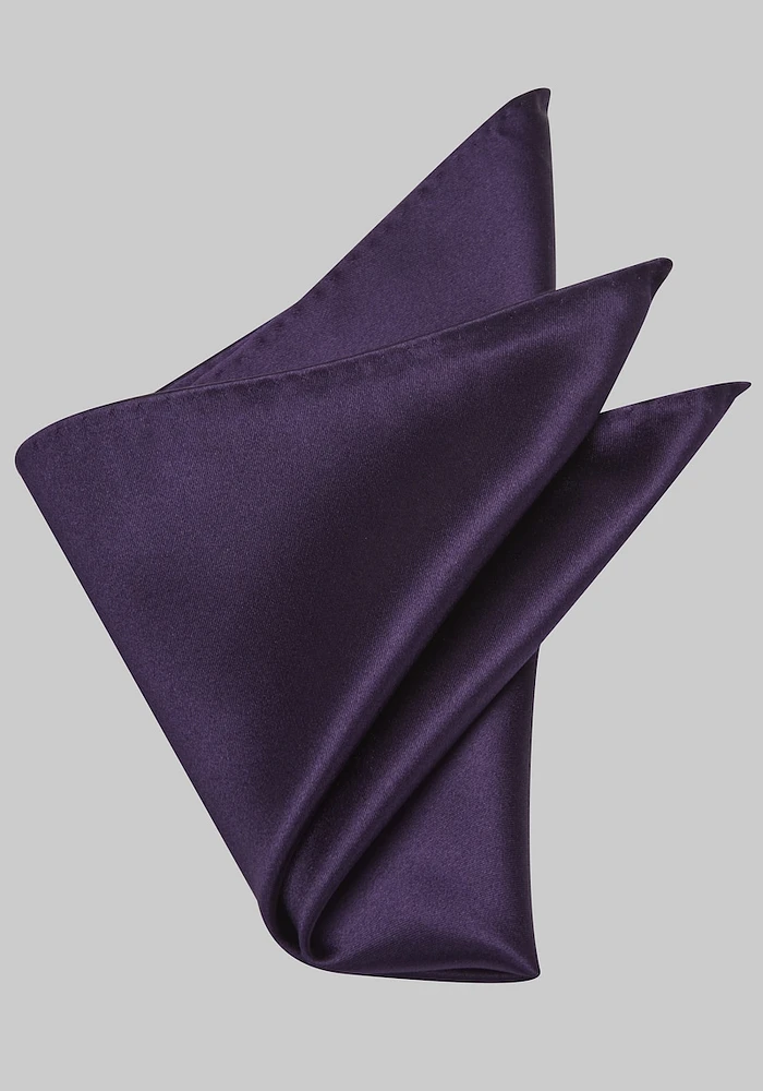 Men's Solid Silk Pocket Square, Plum, One Size