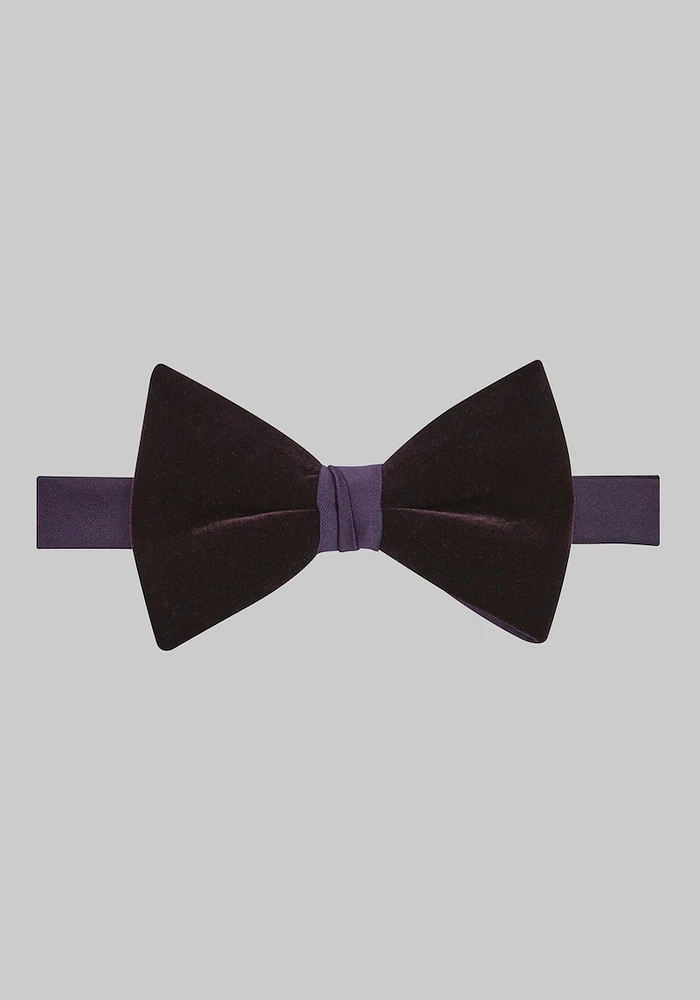 Men's Velvet Pre-Tied Bow Tie, Plum, One Size