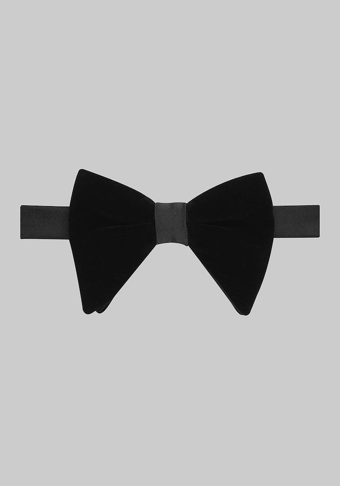 Men's Velvet Teardrop Pre-Tied Formal Bow Tie, Black, One Size