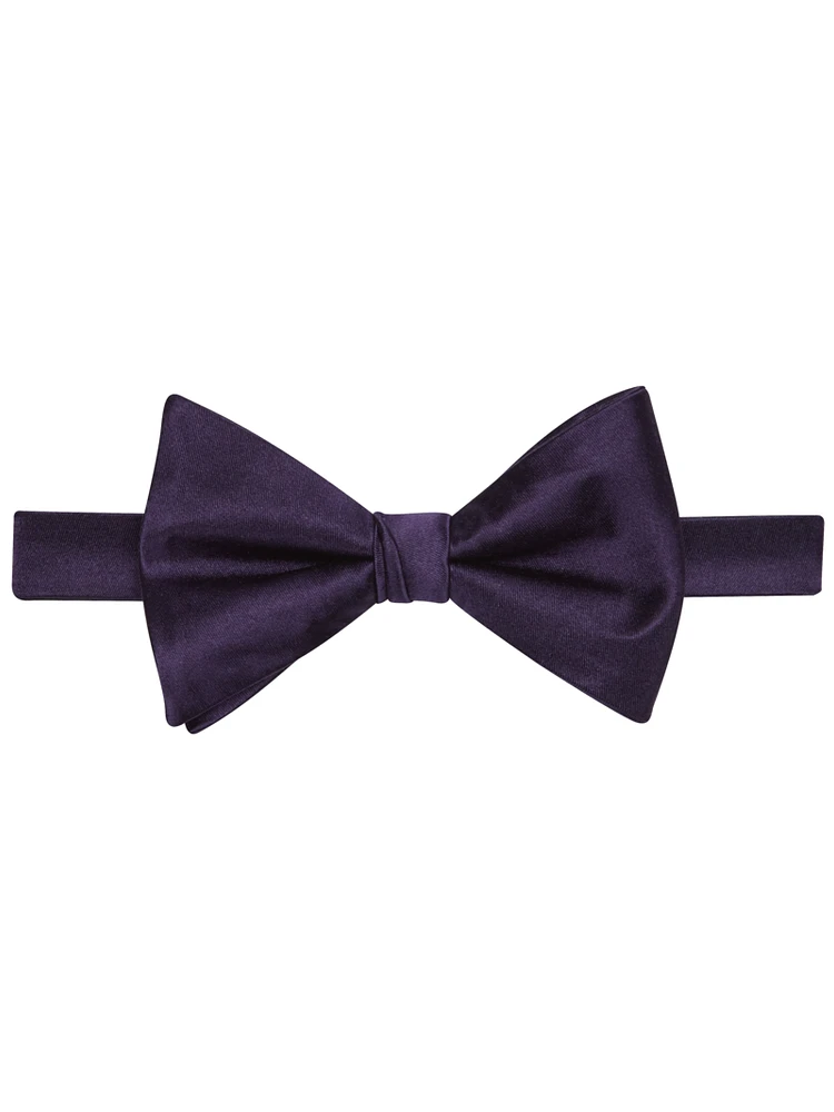 Men's Satin Pre-Tied Bow Tie, Plum, One Size