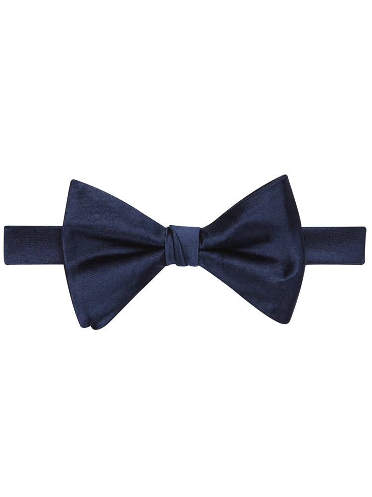 Men's Satin Pre-Tied Bow Tie, Navy, One Size