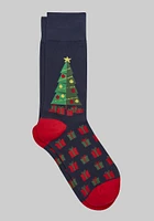 Men's Christmas Tree Socks, Xavier Navy, Mid Calf