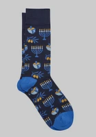 Men's Hanukkah Socks, Xavier Navy, Mid Calf