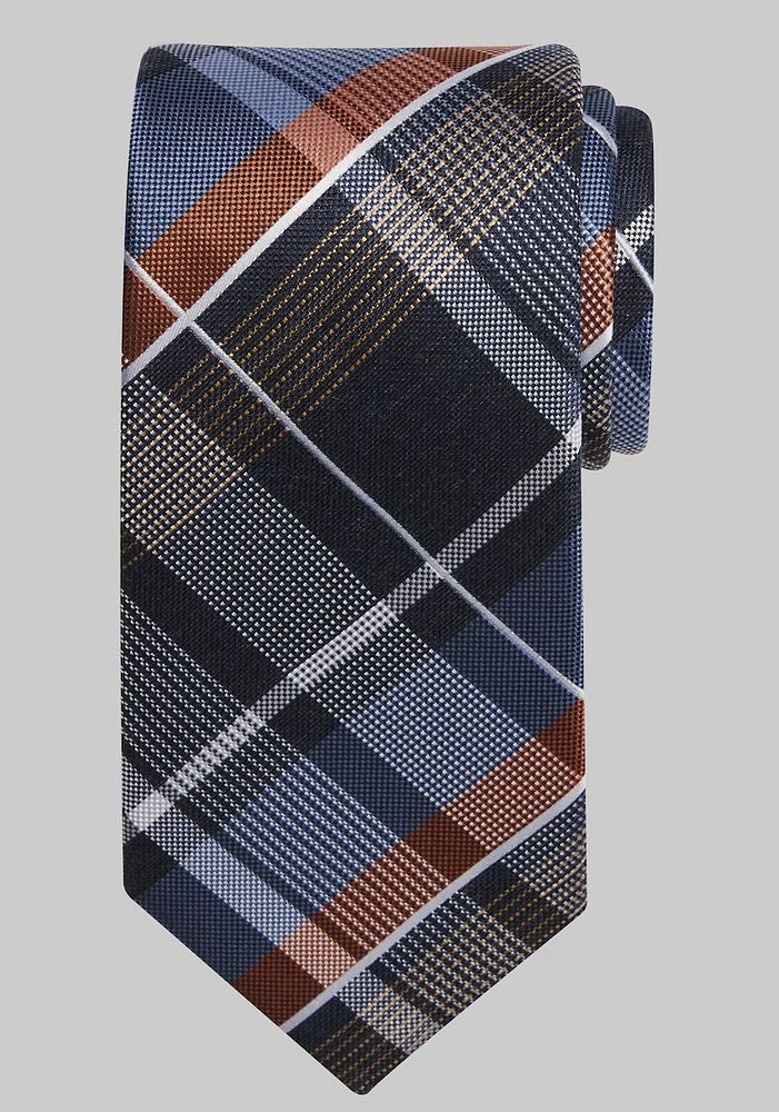 Men's Traveler Collection Super Plaid Tie at Jos. A. Bank, Orange, Size: One