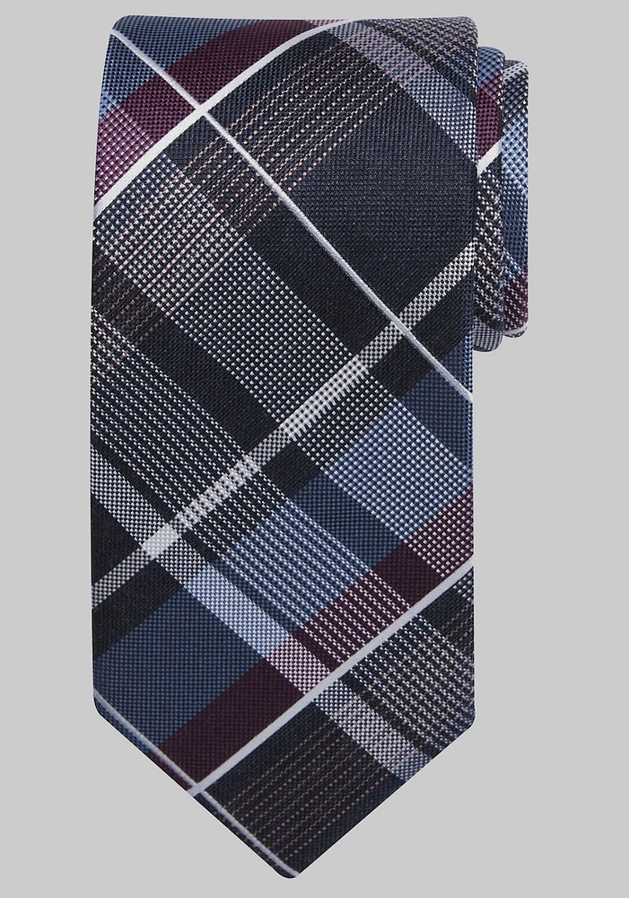 Men's Traveler Collection Super Plaid Tie - Long, Berry, LONG