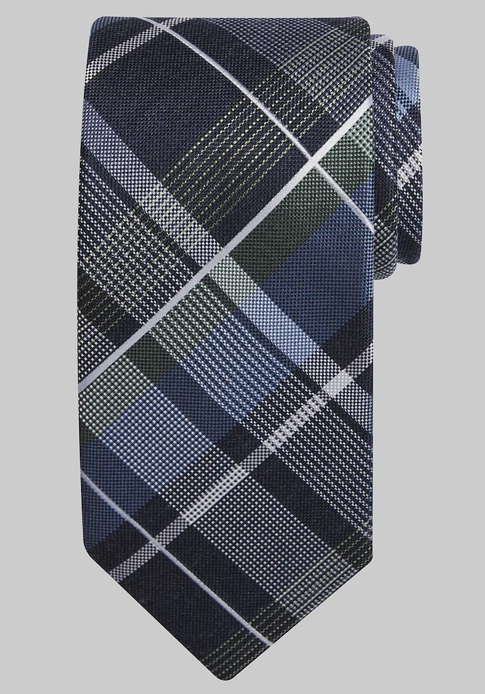 Men's Traveler Collection Super Plaid Tie at Jos. A. Bank, Green, Size One