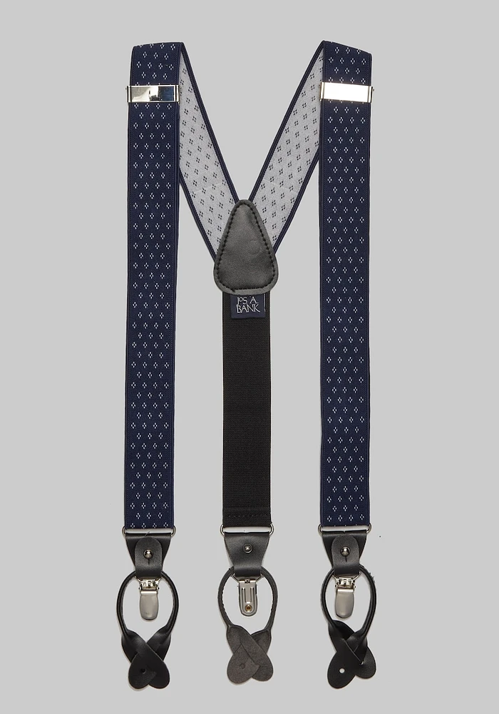 Men's Diamond Dot Convertible Suspenders, Navy/White, One Size