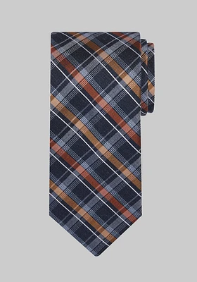 Men's Double Plaid Tie, Orange, One Size