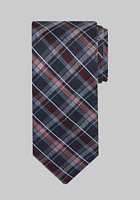 Men's Double Plaid Tie, Burgundy, One Size