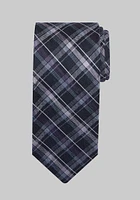 Men's Double Plaid Tie, Purple, One Size