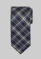 Men's Double Plaid Tie, Green, One Size