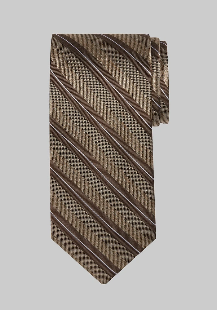 Men's Wide Classic Stripe Tie, Brown, One Size