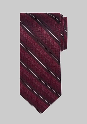 Men's Wide Classic Stripe Tie, Burgundy, One Size