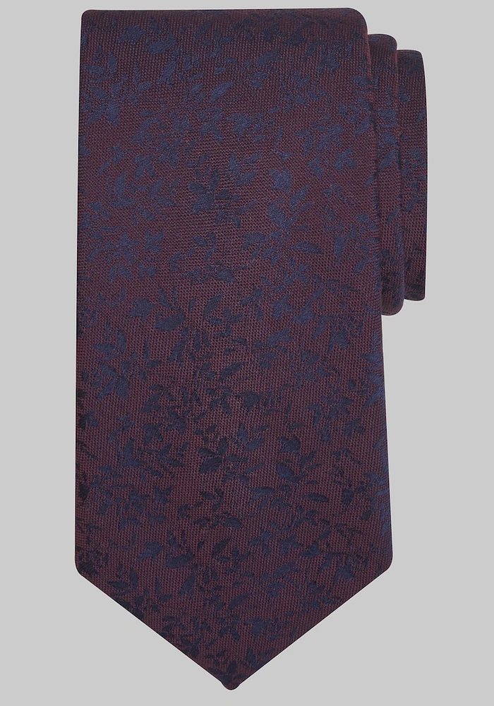 Men's Reserve Collection Foglie Floral Tie, Burgundy, One Size