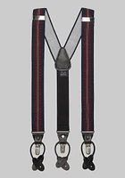 Men's Textured Stripe Convertible Suspenders, Navy/Burgundy, One Size