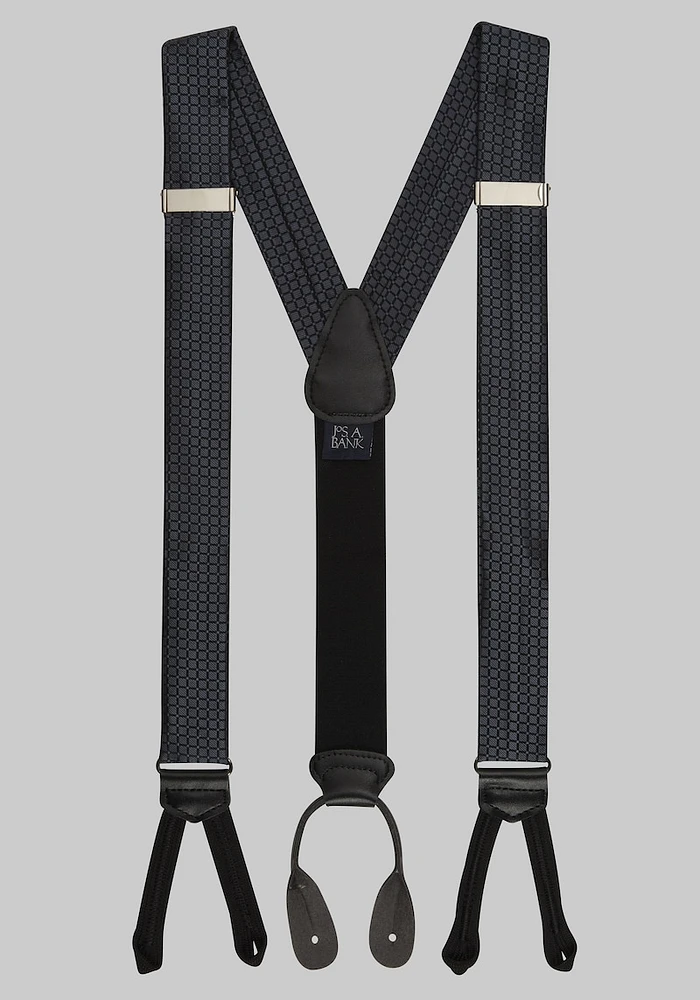 Men's Box & Dot Formal Suspenders, Black, One Size