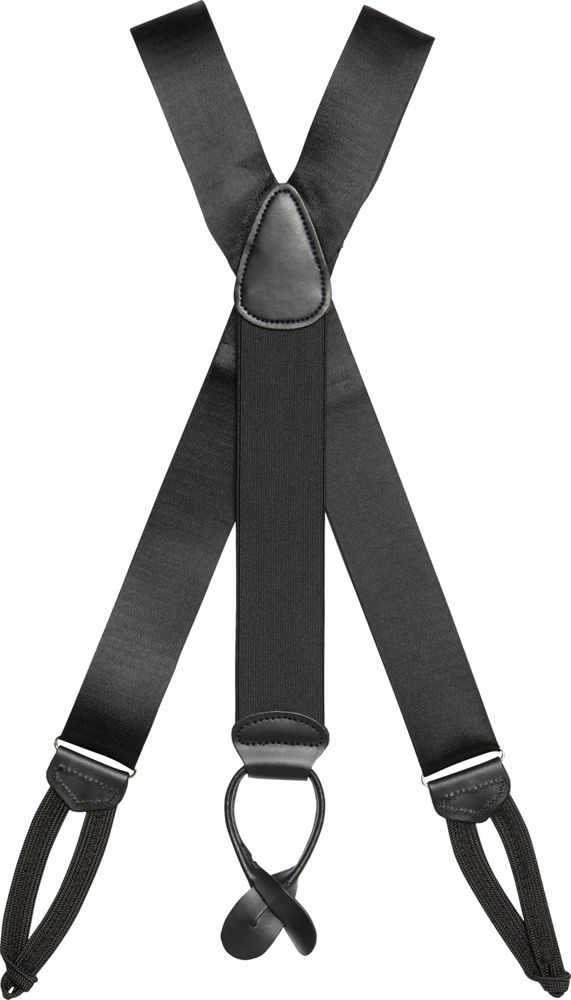 Men's Formal Button-In Suspenders, Black, One Size