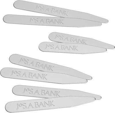 JoS. A. Bank Men's Silvertone Metal Collar Stays, Metal Silver, One Size