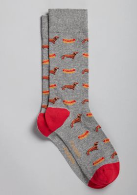JoS. A. Bank Men's Hot Doggie Dress Socks, Charcoal, Mid Calf