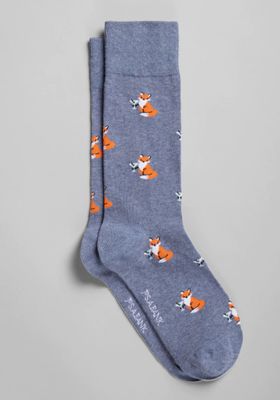 JoS. A. Bank Men's Cocktail Fox Dress Socks, Navy Heather, Mid Calf