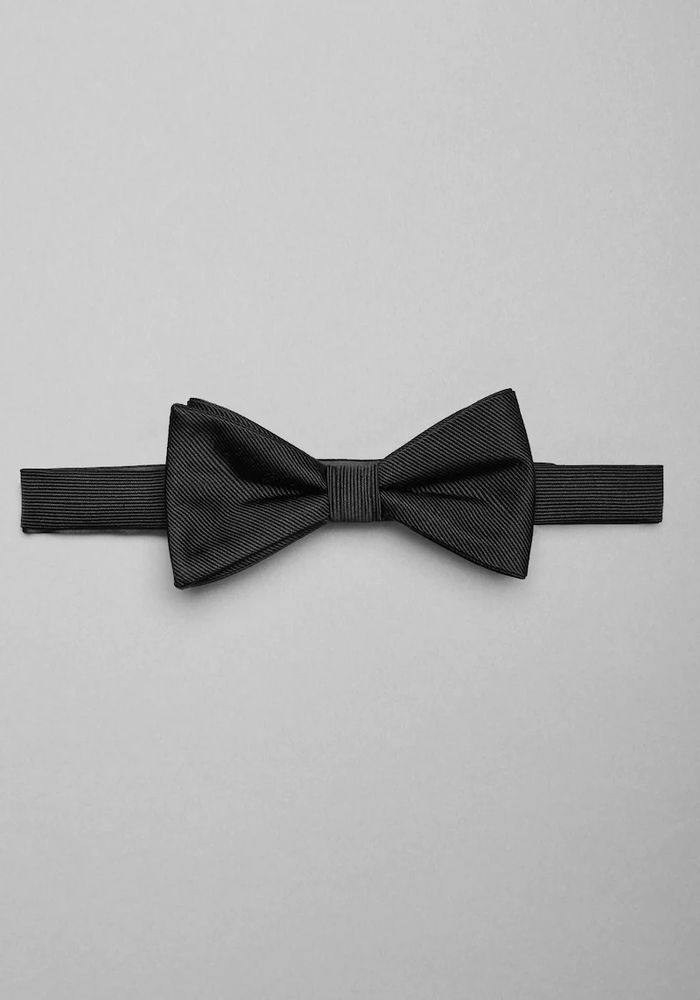 Men's Pre-Tied Silk Bow Tie, Black, One Size