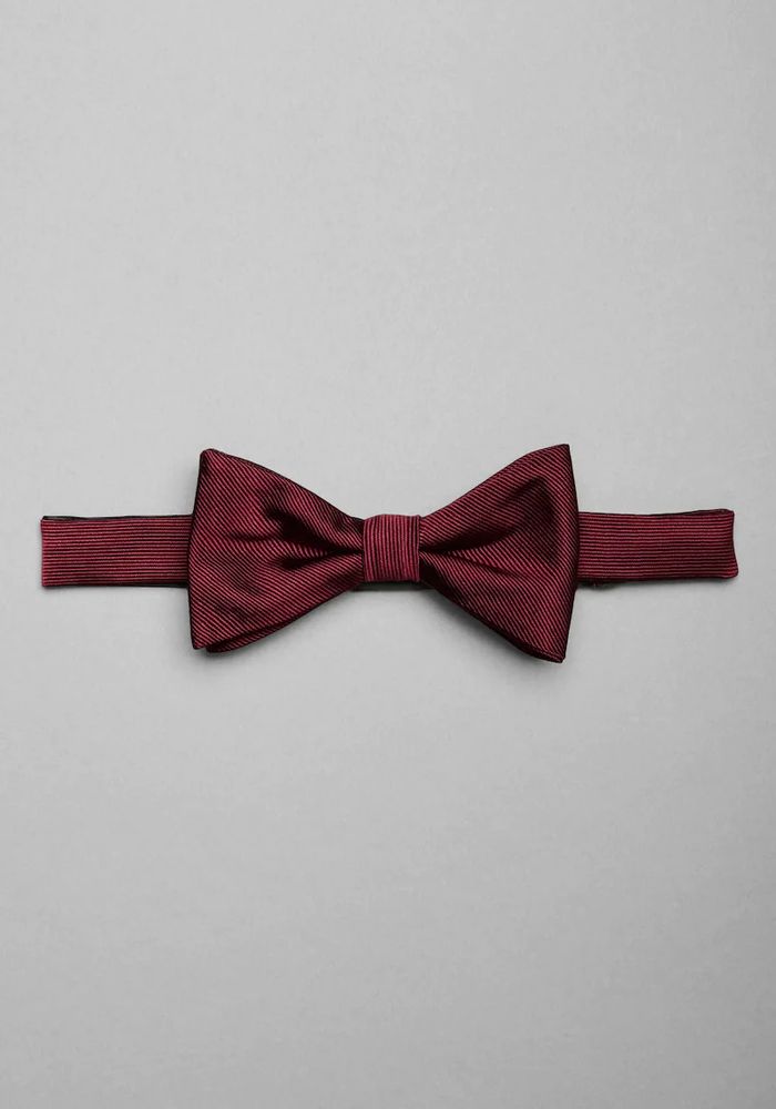 JoS. A. Bank Men's Pre-Tied Silk Bow Tie, Burgundy, One Size