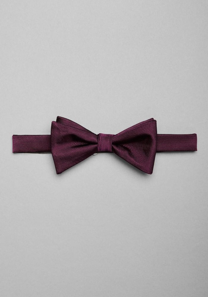 Men's Pre-Tied Silk Bow Tie, Wine 60, One Size
