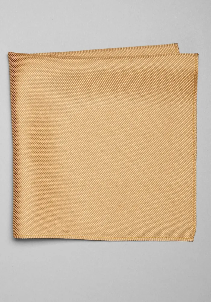 JoS. A. Bank Men's Traveler Collection Solid Pocket Square, Gold, One Size