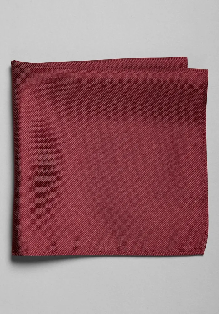 Men's Traveler Collection Solid Pocket Square, Burgundy, One Size