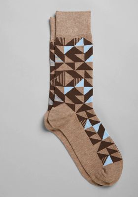 JoS. A. Bank Men's Geometric Socks, Tan Hthr, Mid Calf