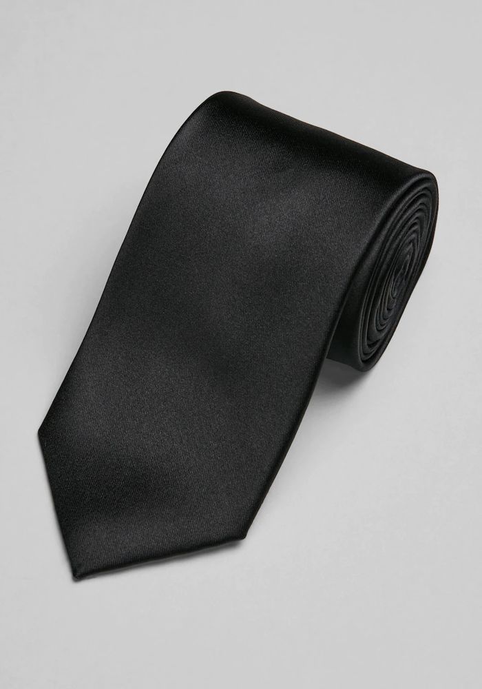 Men's Reserve Collection Satin Weave Solid Tie, Black, One Size