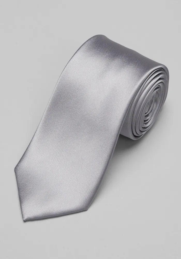 JoS. A. Bank Men's Reserve Collection Satin Weave Solid Tie, Charcoal, One Size