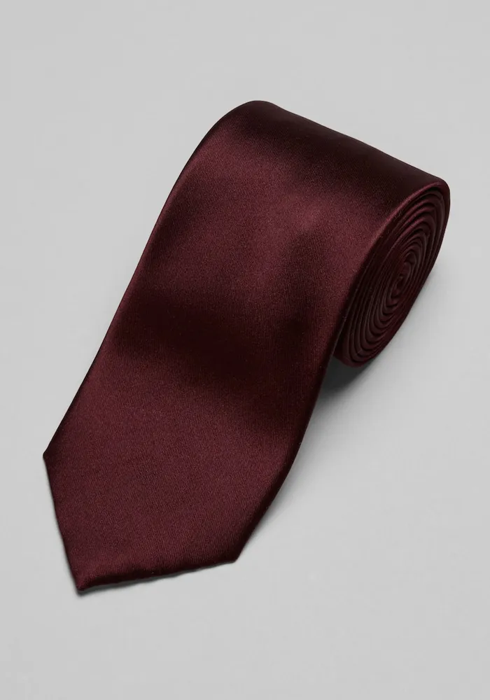 JoS. A. Bank Men's Reserve Collection Satin Weave Solid Tie, Burgundy, One Size