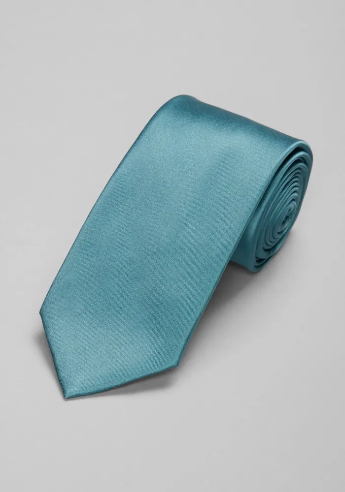 JoS. A. Bank Men's Reserve Collection Satin Weave Solid Tie, Teal, One Size