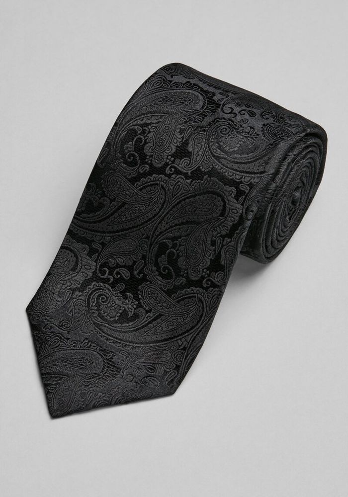Men's Reserve Collection Fancy Formal Paisley Tie, Black, One Size
