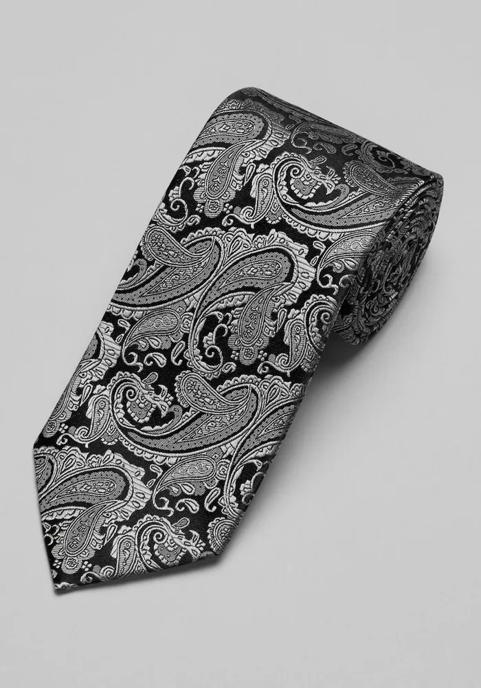 Men's Reserve Collection Fancy Formal Paisley Tie, Charcoal, One Size