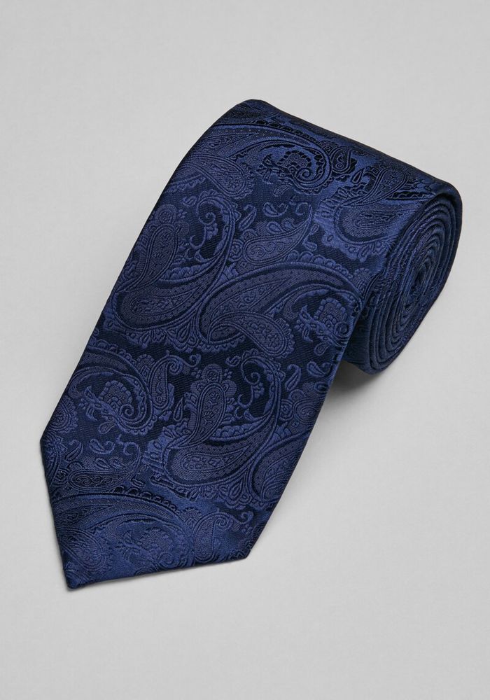 Men's Reserve Collection Fancy Formal Paisley Tie, Navy, One Size