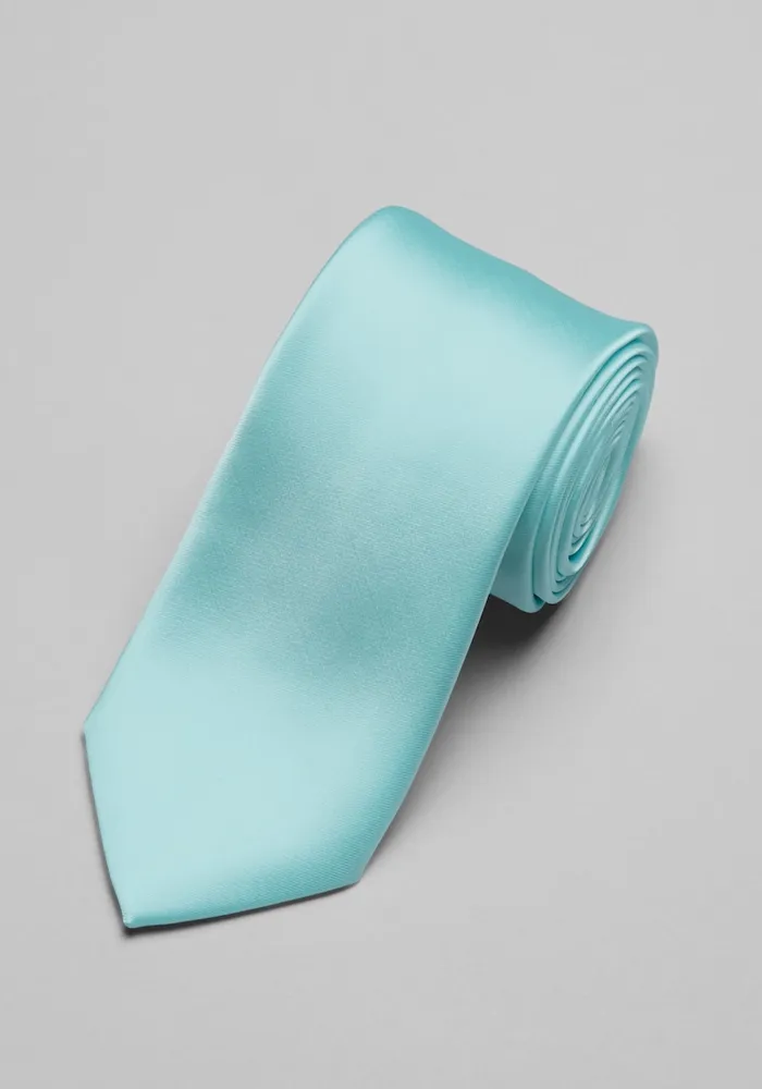 Men's Solid Tie - Long, Aqua, LONG