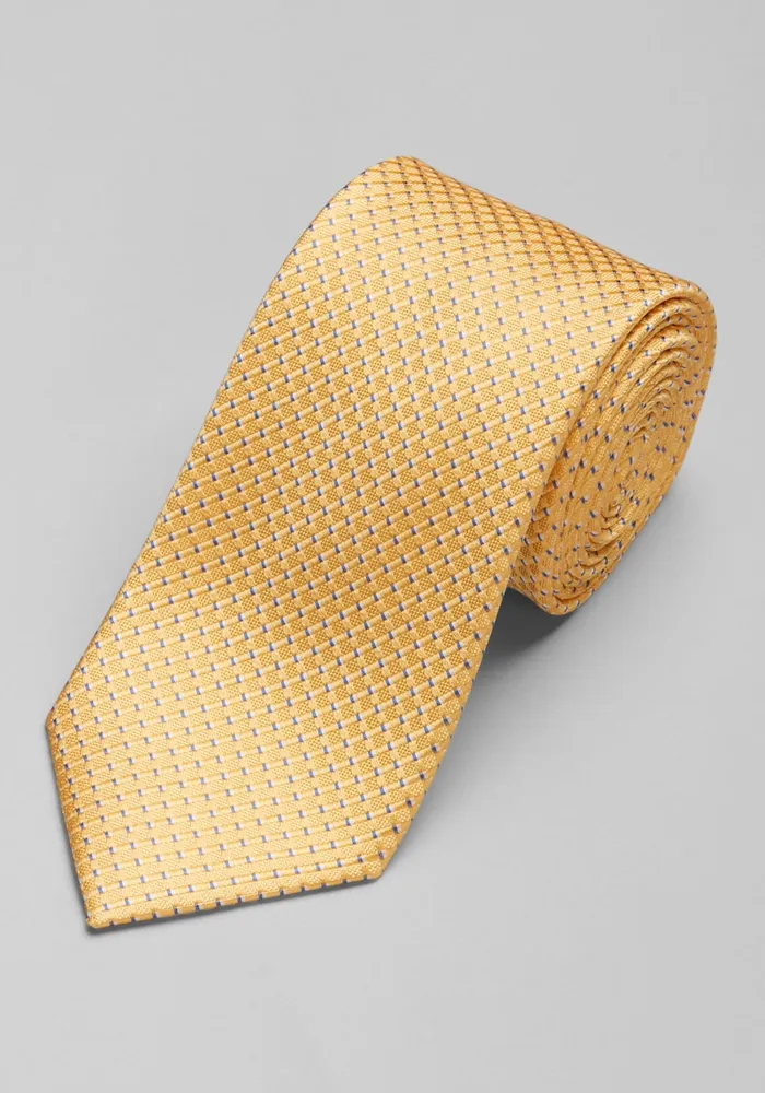 Men's Traveler Collection Mini Tonal Check Tie, Yellow, One Size