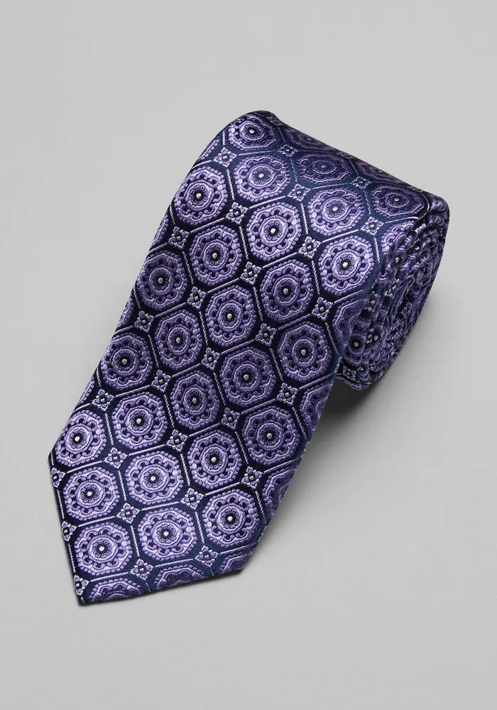 JoS. A. Bank Men's Reserve Collection Octagonal Medallion Tie, Purple, One Size