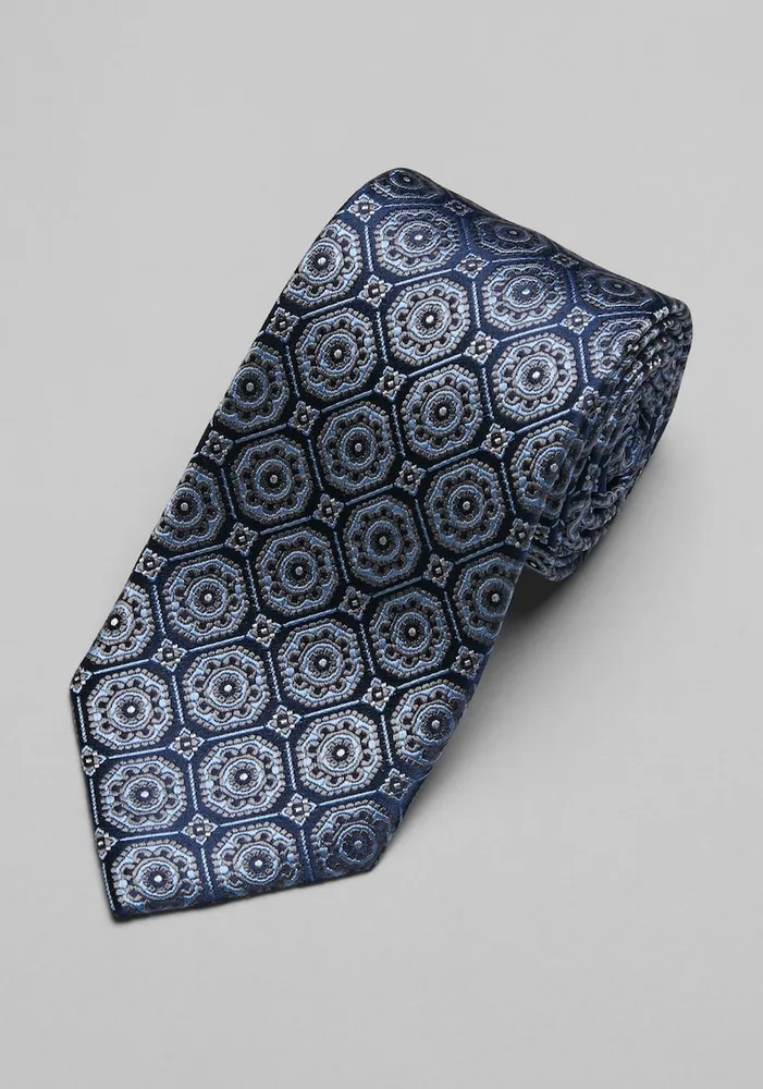 Men's Reserve Collection Octagonal Medallion Tie, Navy, One Size